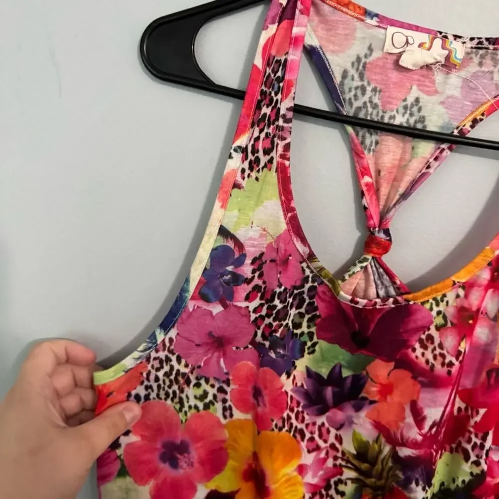 OP Floral & Leopard Print Racerback Swimsuit Cover Up Dress Women’s Size Medium - Picture 4 of 5